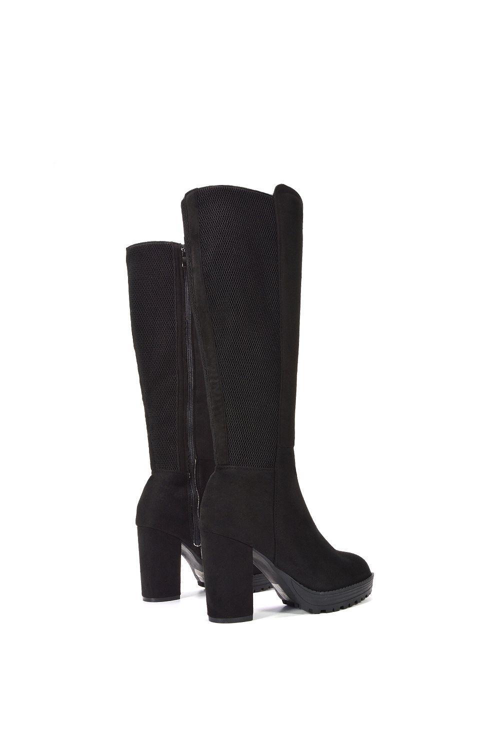 XY London 'Libby' Knee High Block High Heel Platform Elasticated Calf Boots image 4