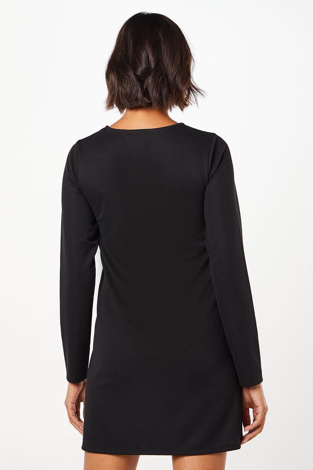 Dorothy Perkins Ponte Button Pocket Dress Black image 3