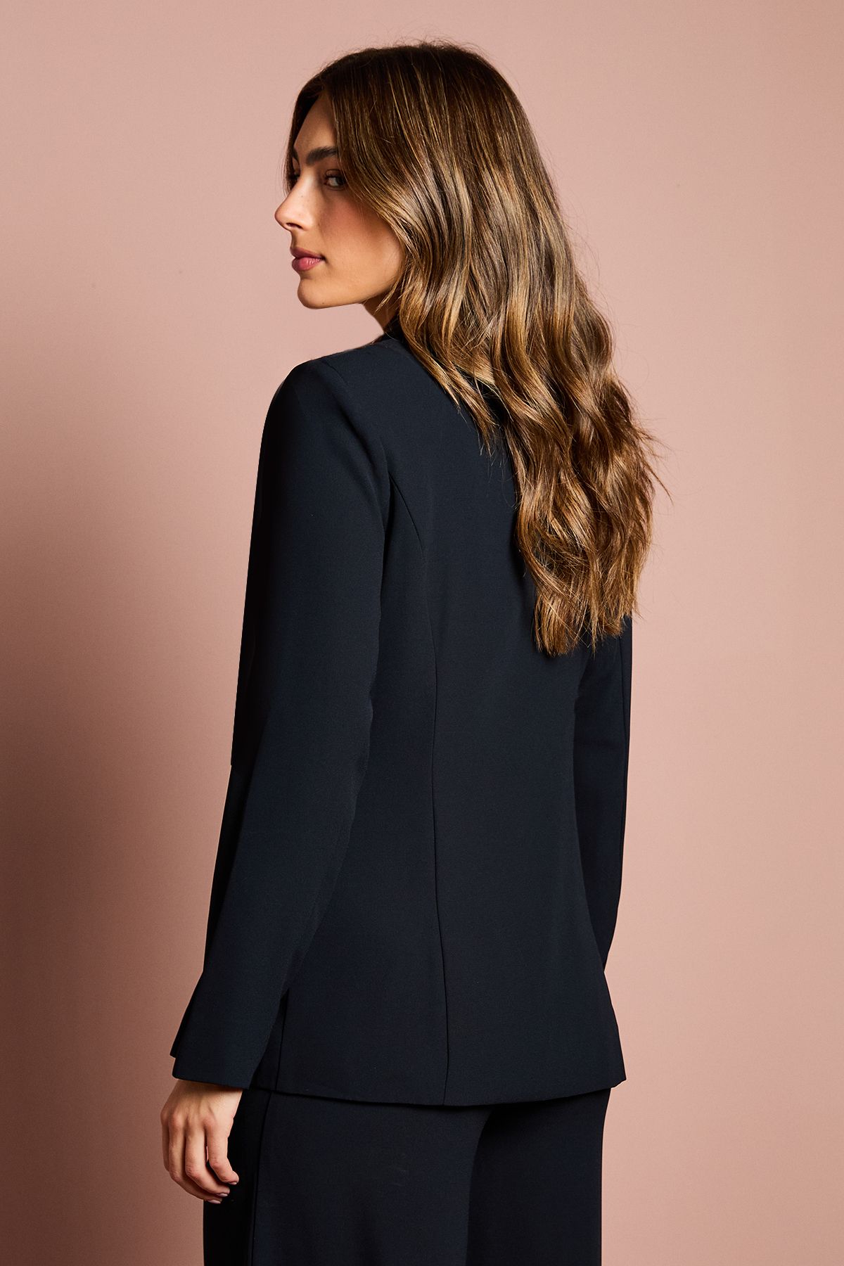 Coast Satin Detail Drape Front Blazer Navy image 3