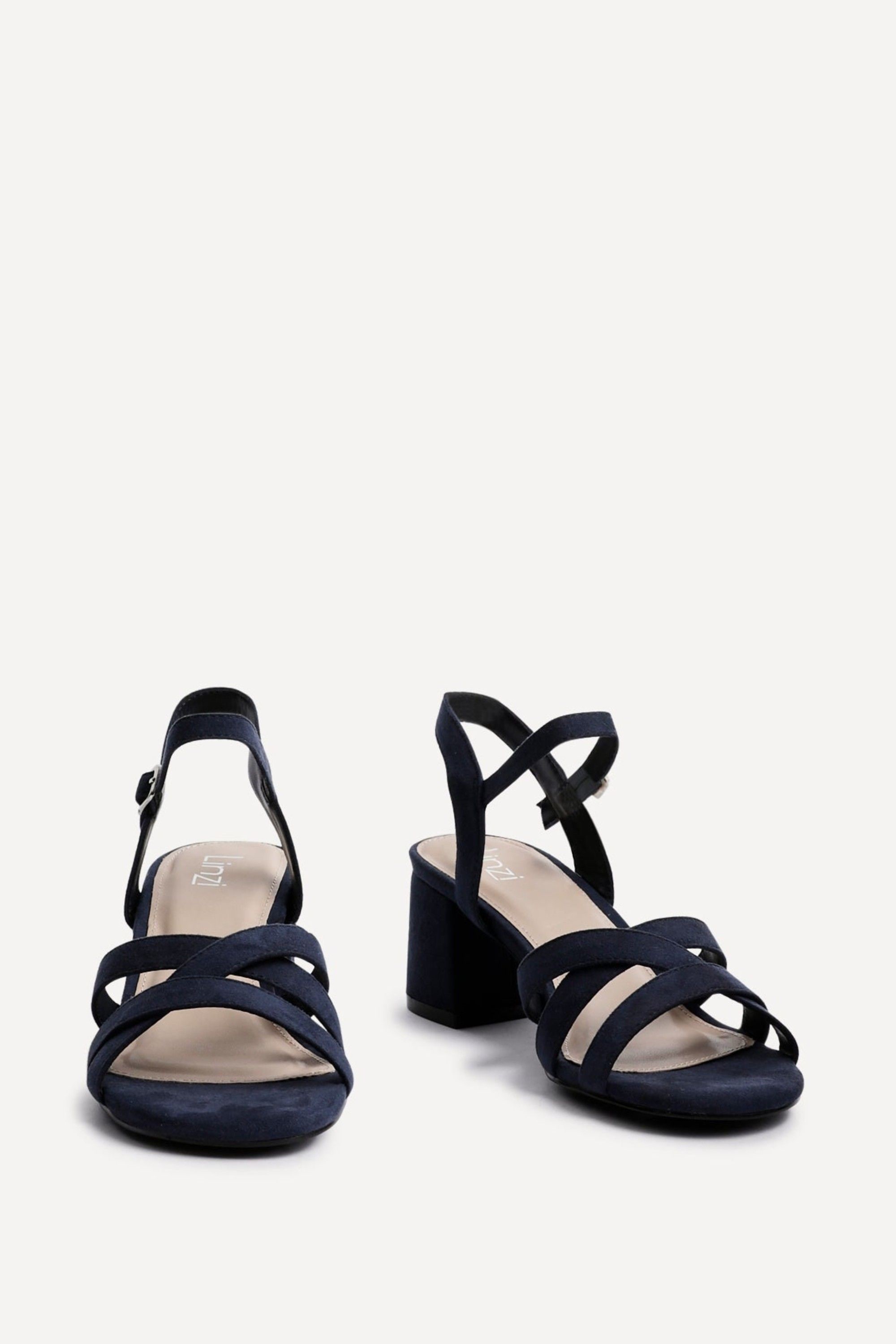Linzi Flair Navy Faux Suede Heeled Sandals image 3