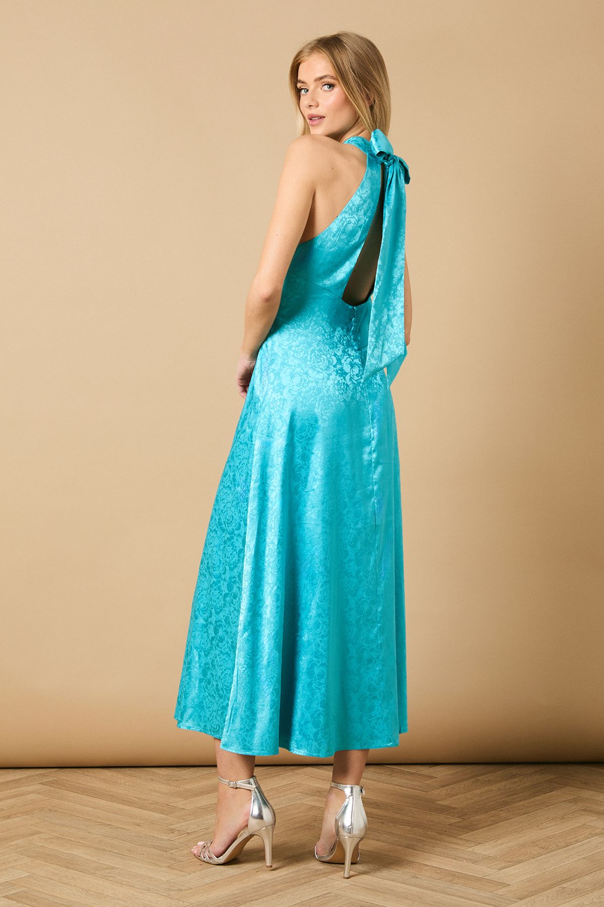 Oasis Bias Halterneck Midi Dress Aqua image 4