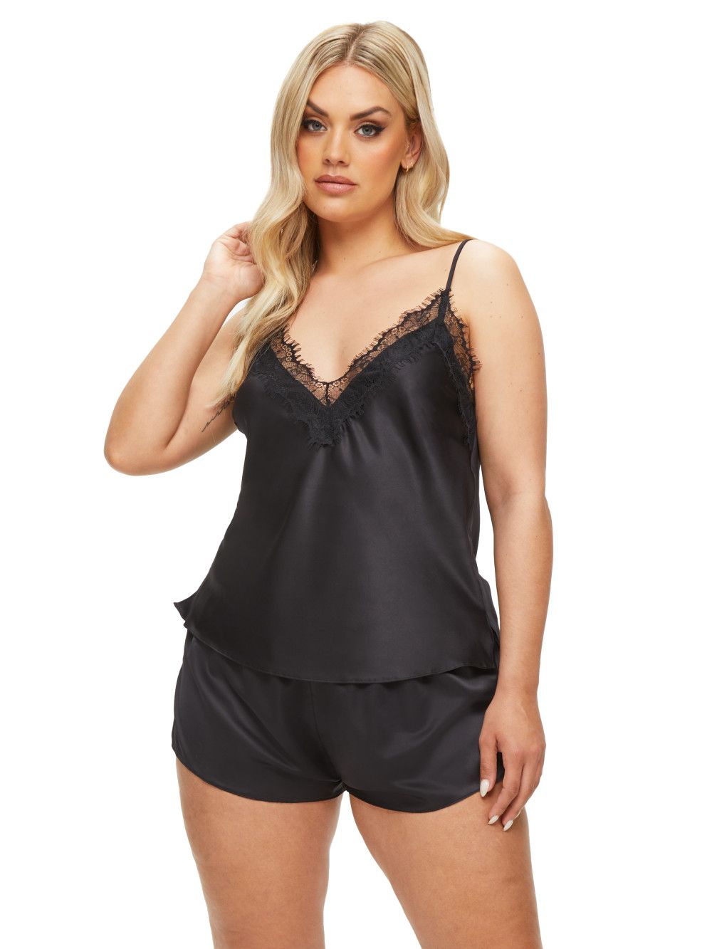 Ann Summers Cerise Satin Cami Set Black image 6