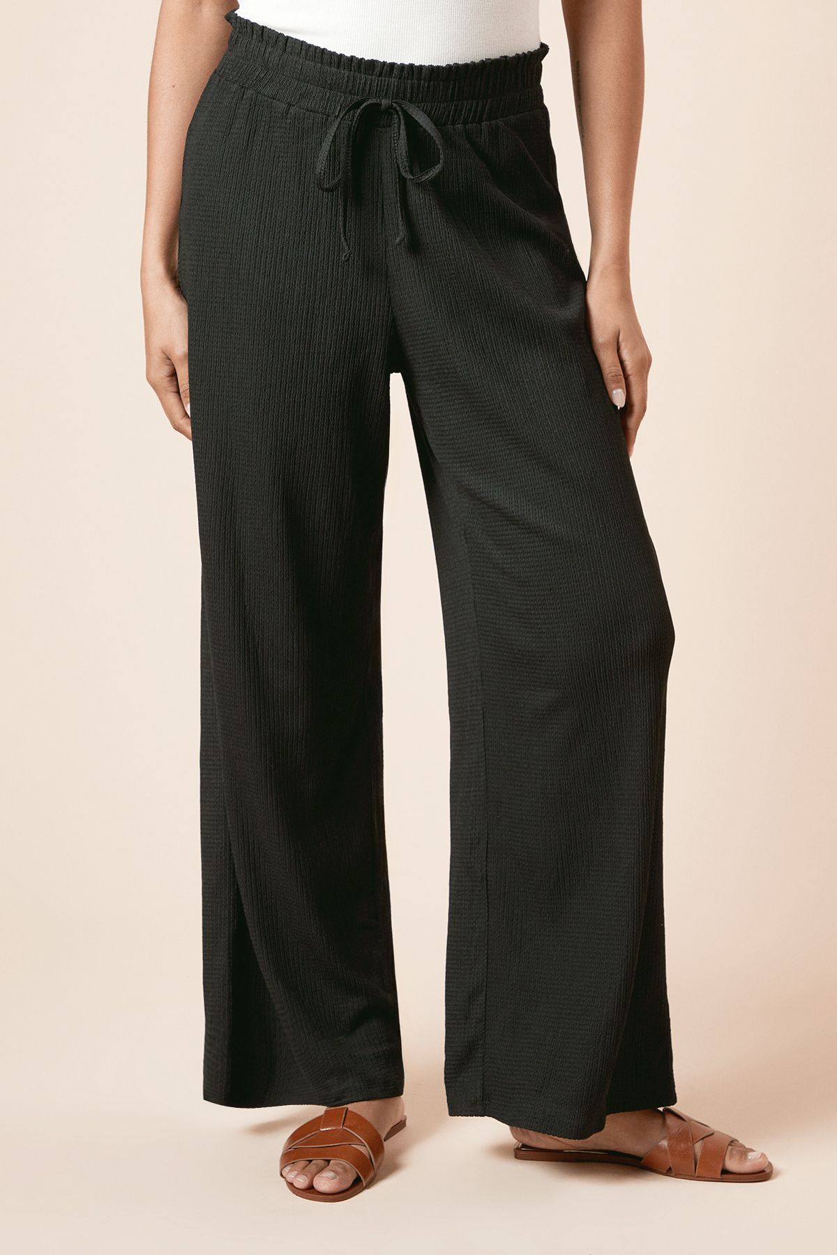Dorothy Perkins Belted Wide Leg Jersey Trouser Black image 2