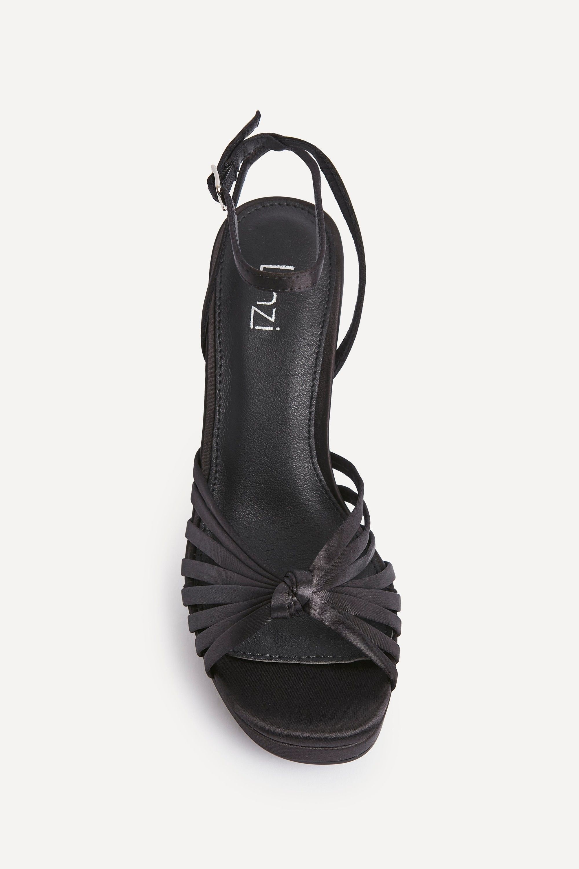 Linzi Socialite Black Satin Platform Heels image 4