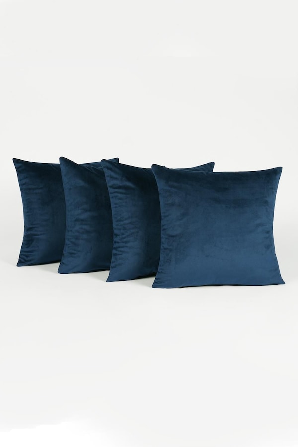 OHS 4 x Matte Velvet Cushion Covers Soft Plain Zip