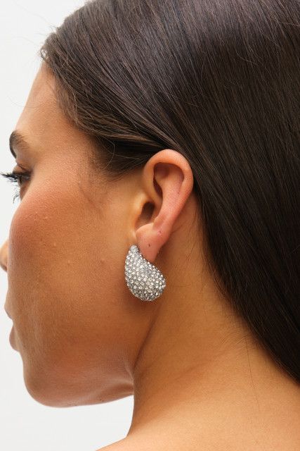 Mood Silver Crystal Dome Stud Earrings image 2