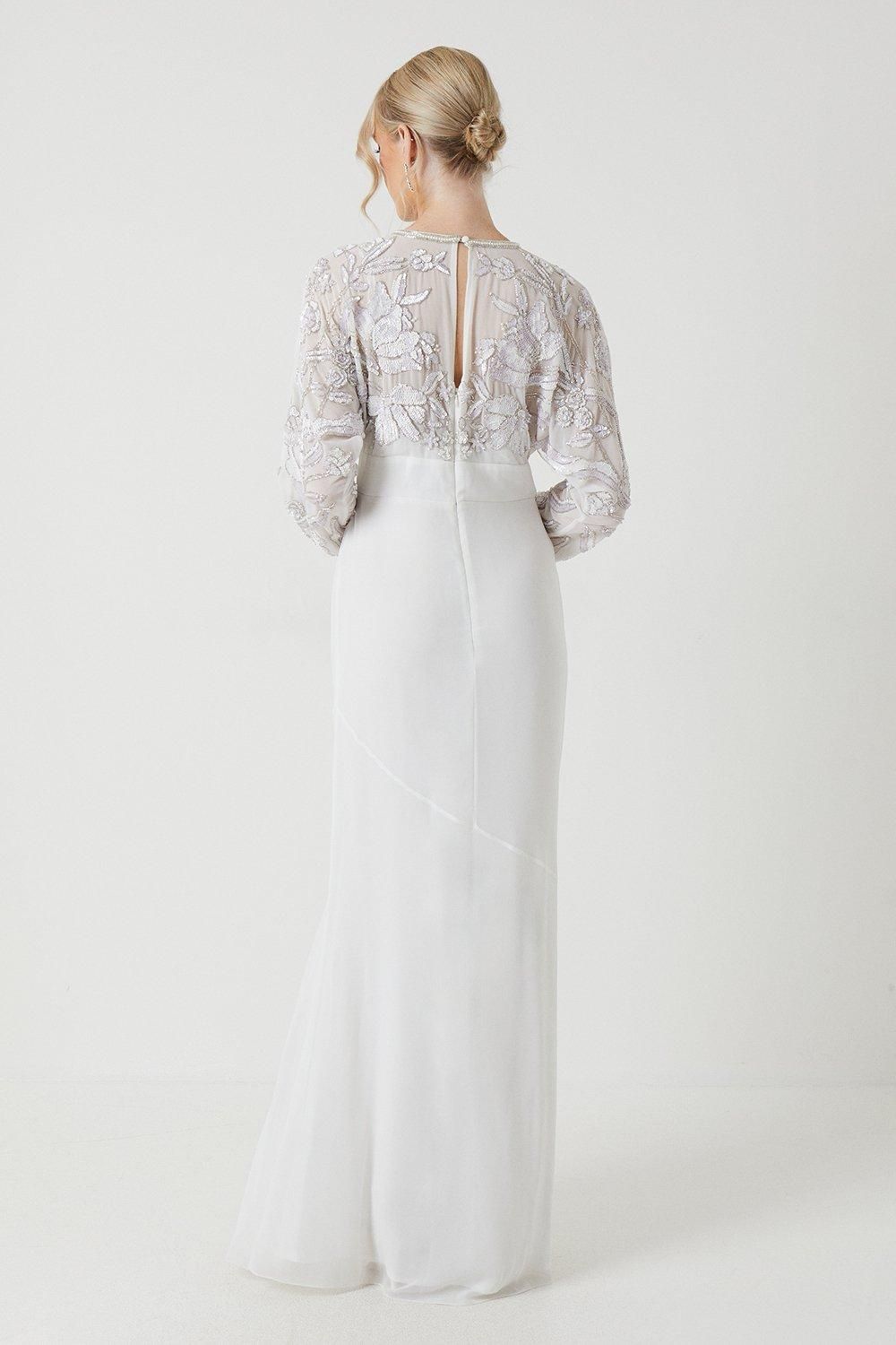 Coast Long Sleeve Embellished Bodice Wedding Dress Ivory image 3