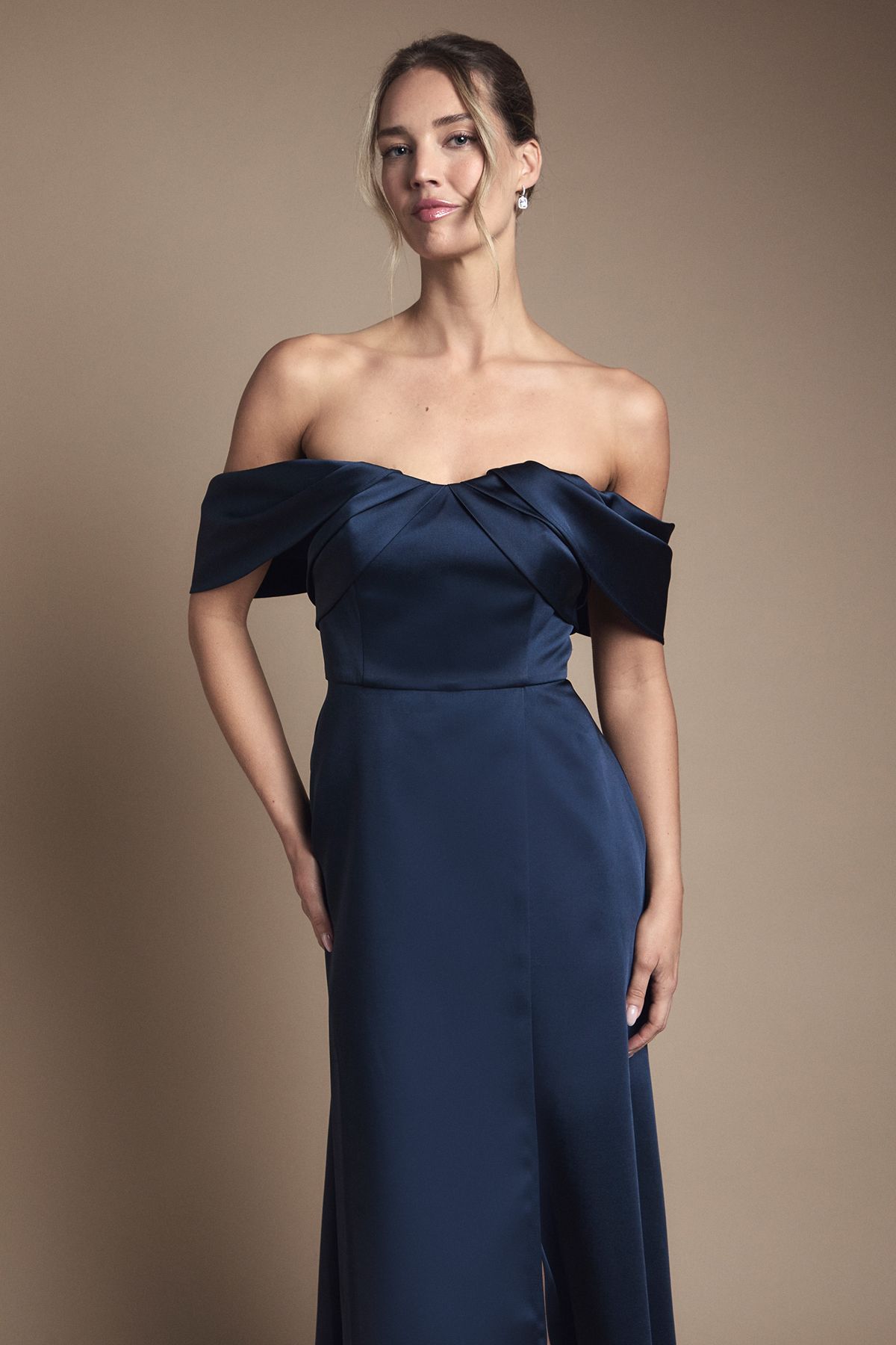 Coast Bandeau Wrap Skirt Maxi Bridesmaid Dress Navy image 2