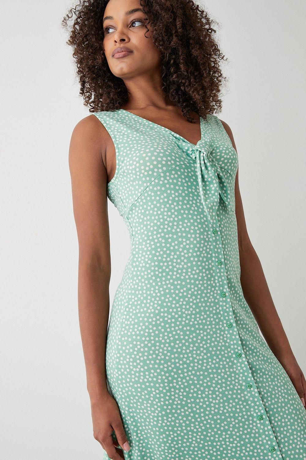 Dorothy Perkins Sage Spot Button Through Midi Dress Sage image 2