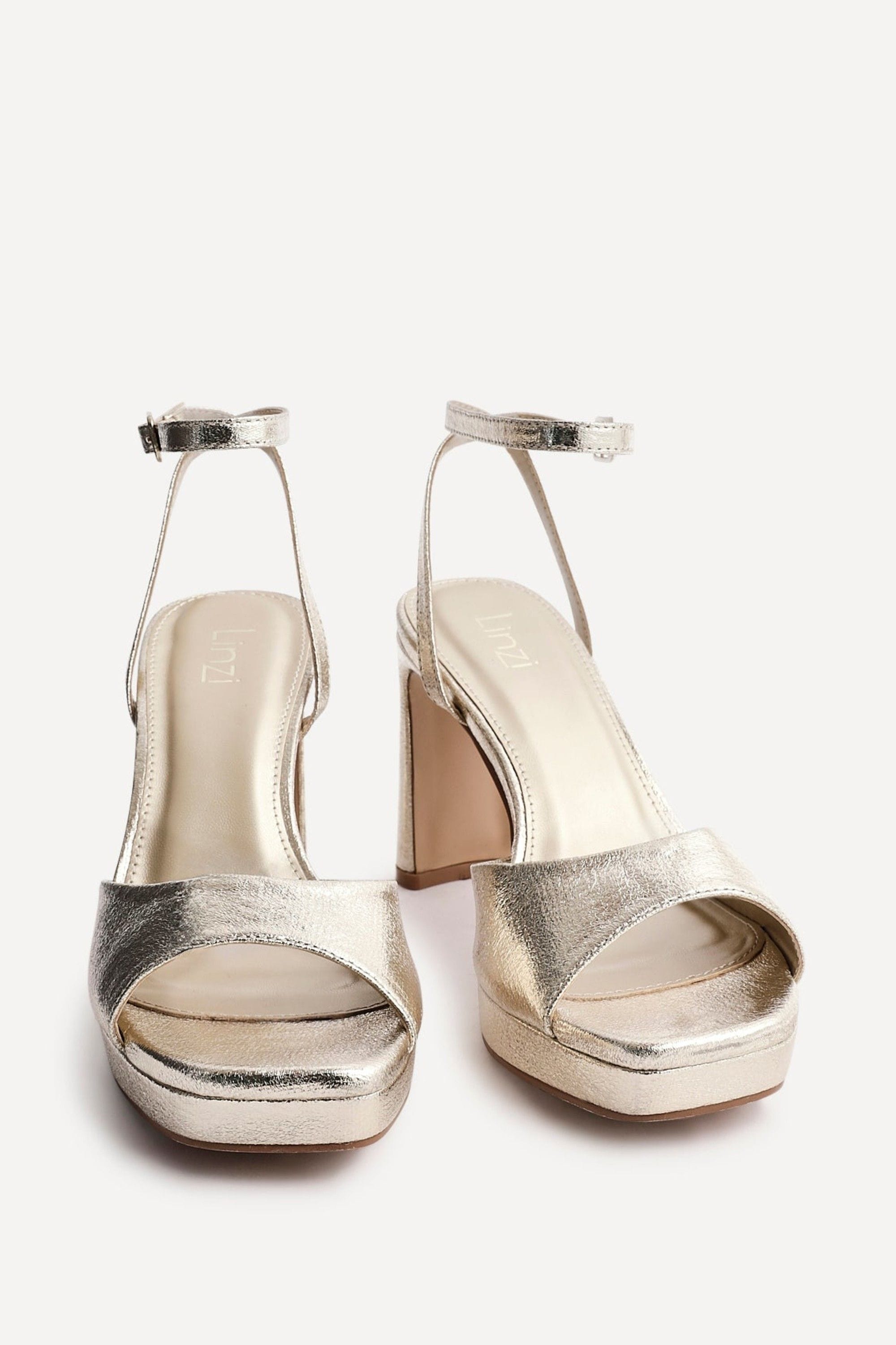 Linzi Diva Gold Faux Leather Platform High Heels image 3