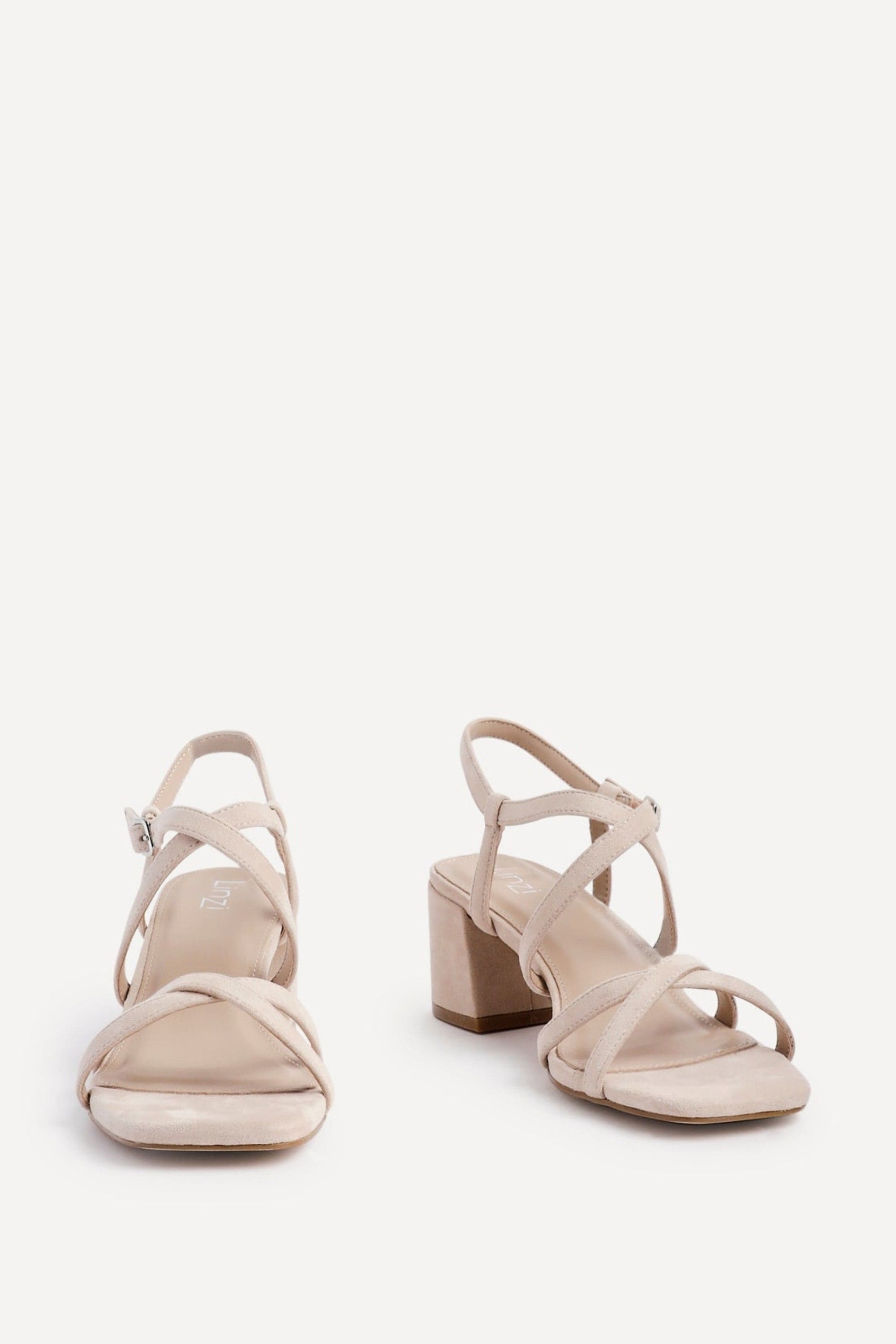 Linzi Jovanna Nude Faux Suede Strappy Low Block Heeled Sandals image 3