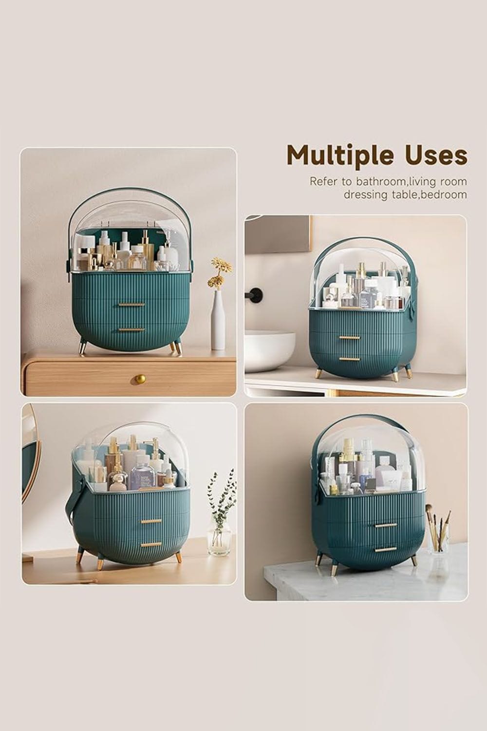 SHEONLY Large Capacity Cosmetic Storage Box with Transparent Cover and 2 Drawers Gift for Women and Girls image 5