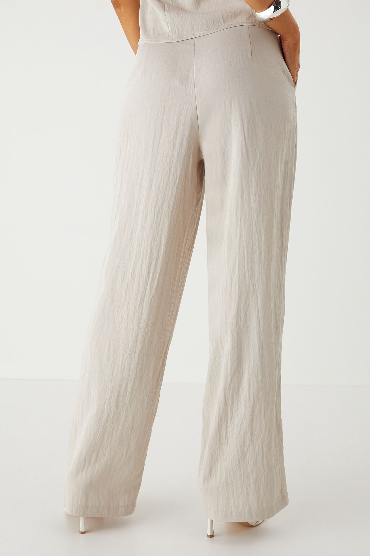 MissPap Twill Wide Leg Tailored Trouser Stone image 3