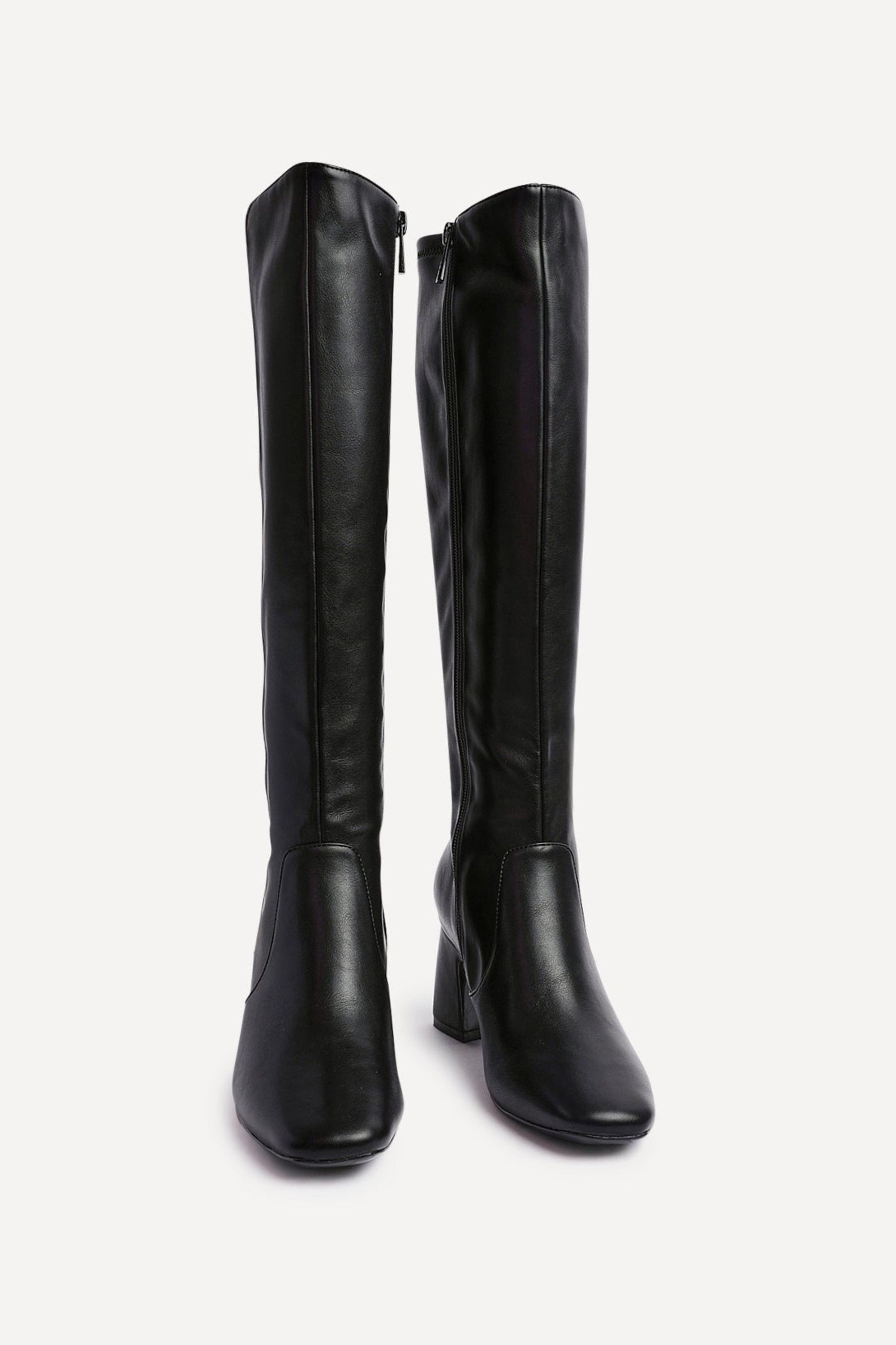 Linzi Slate Black Faux Leather Knee High Boot image 3