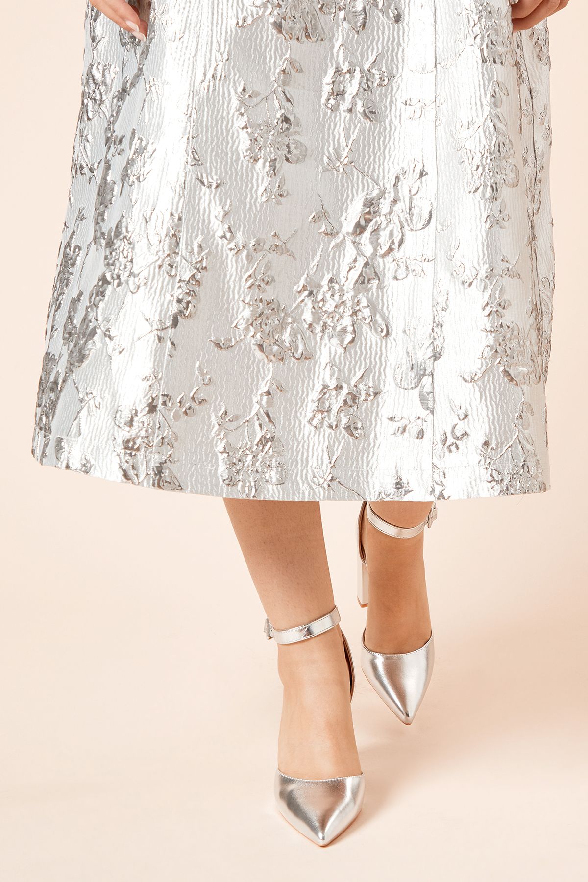 Dorothy Perkins Edie Two Part Court Shoes Silver image 2