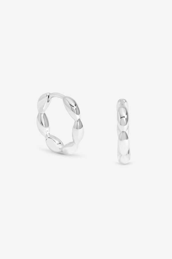 Simply Silver Sterling Silver 925 Polished Pebble Hoop Earrings