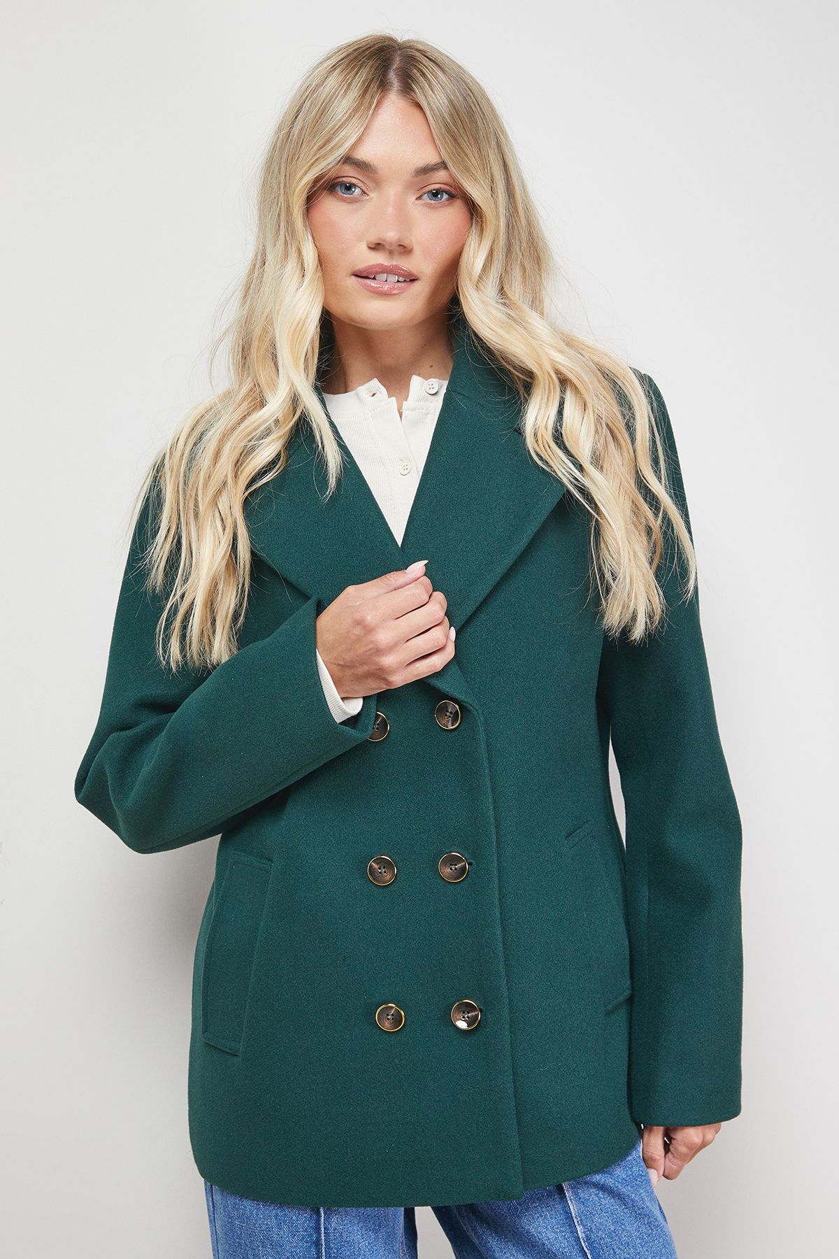 Oasis Double Breasted Blazer Coat Green image 2
