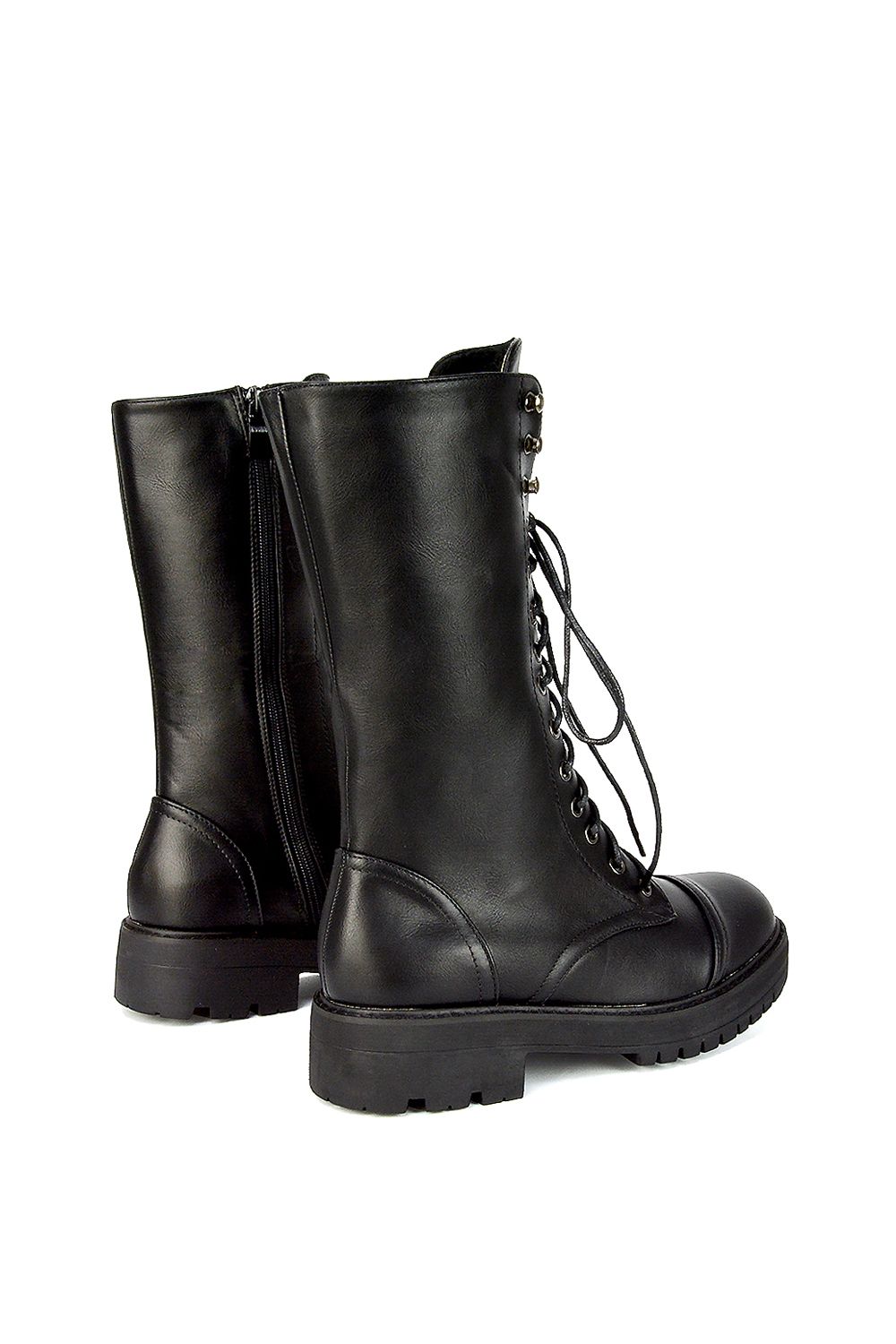 XY London 'Vera' Mid-Calf Combat Heeled Ankle Boots image 3
