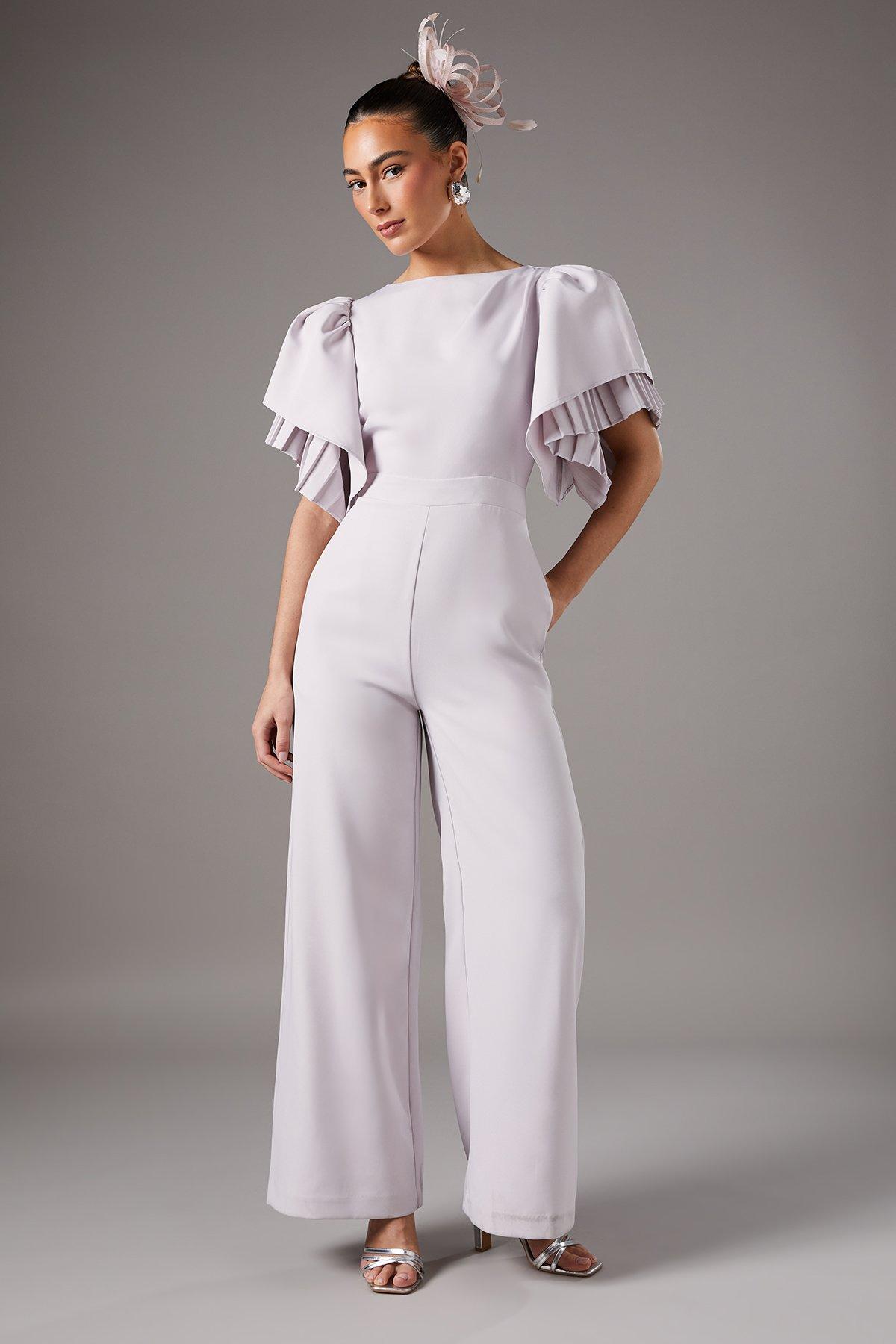 Coast Pleat Ruffle Sleeve Jumpsuit Lilac image 1
