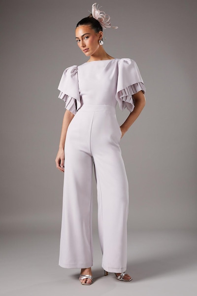 Coast Pleat Ruffle Sleeve Jumpsuit Lilac