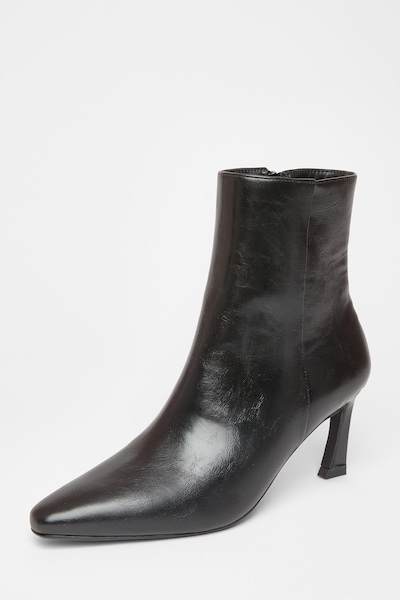 Quiz Black Flared Heel Ankle Boots