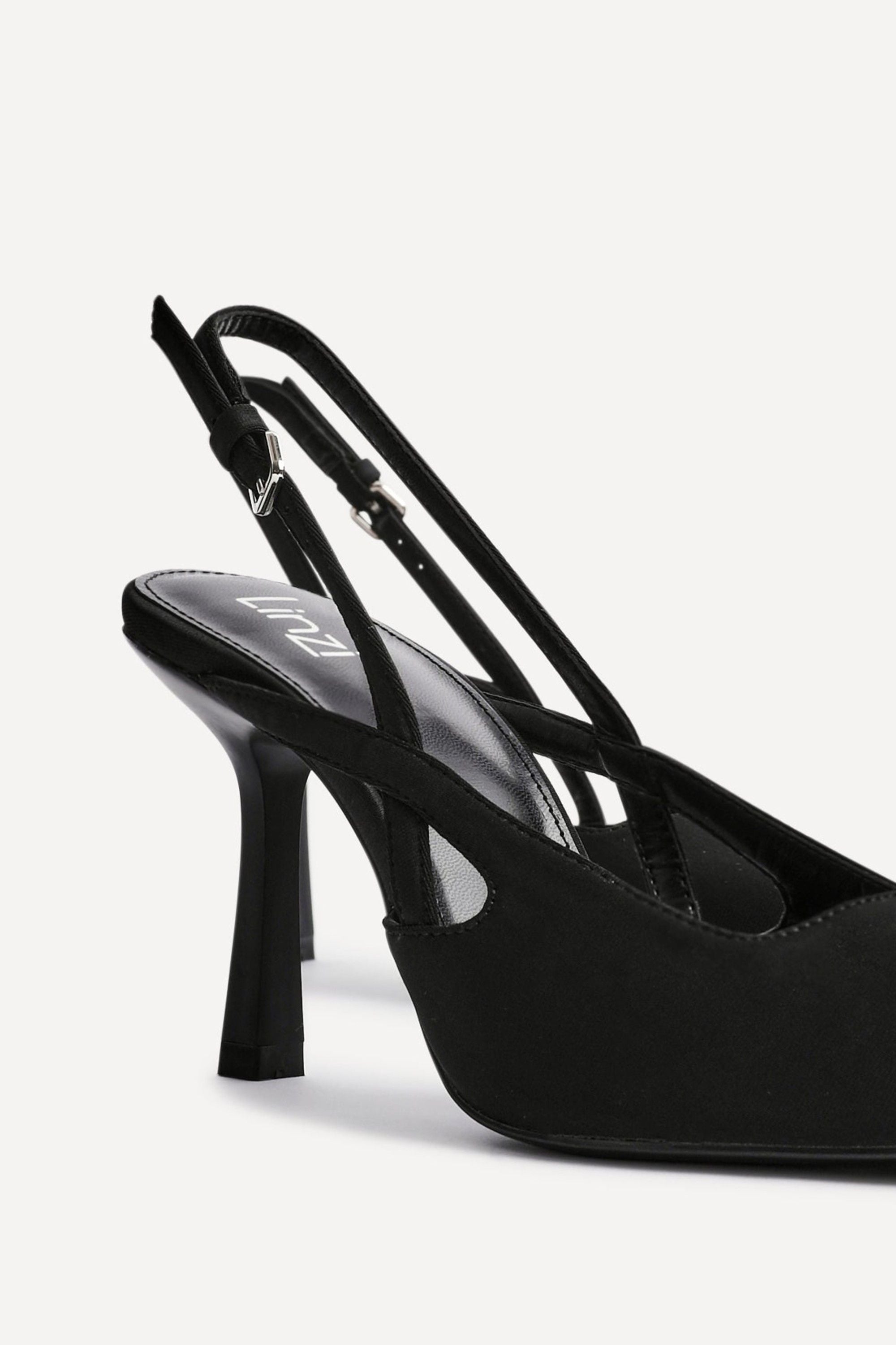 Linzi Rhea Black Scuba Sling Back Court Heels image 4