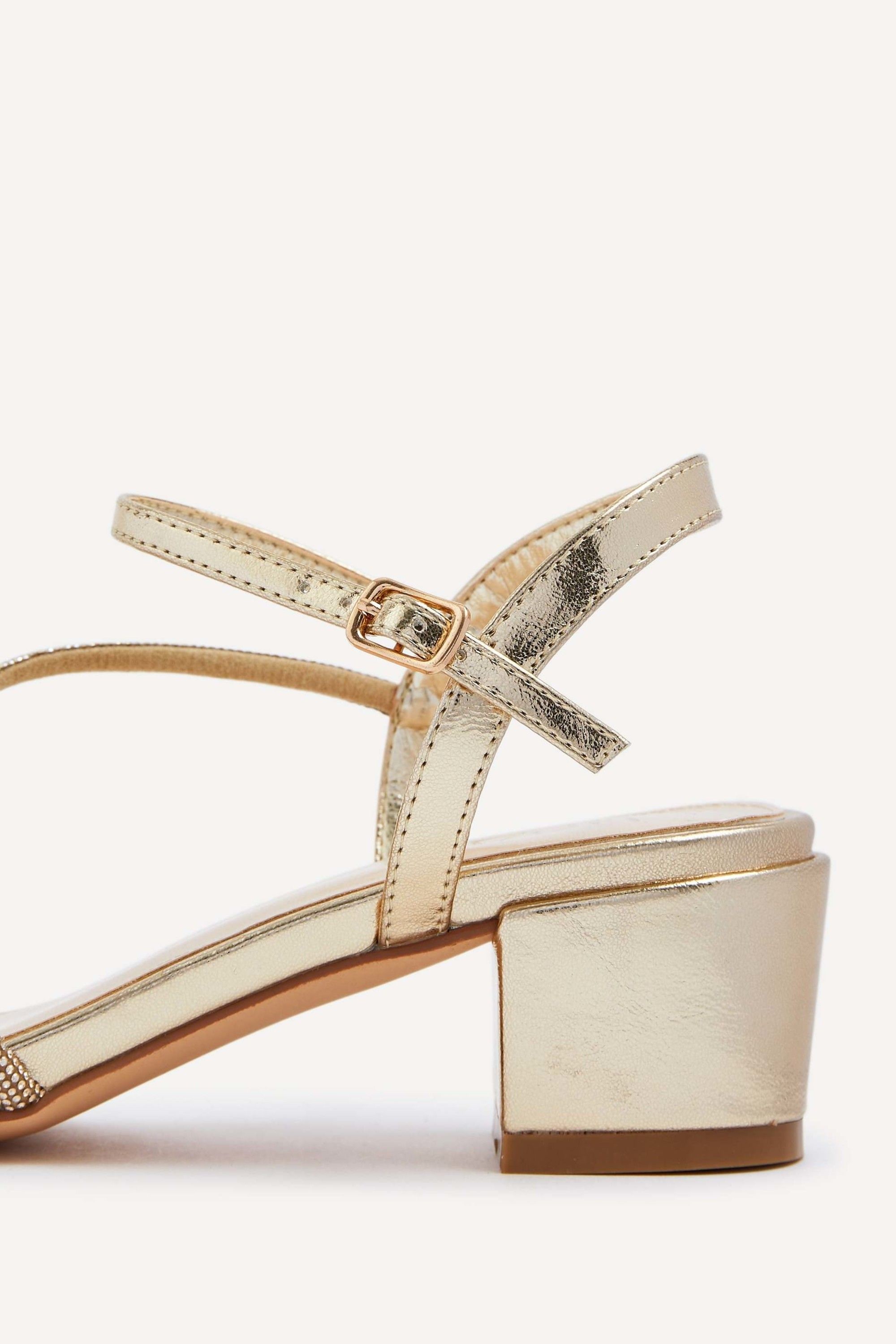 Linzi Riri Gold Faux Leather Diamante Strappy Block Heeled Sandal image 5