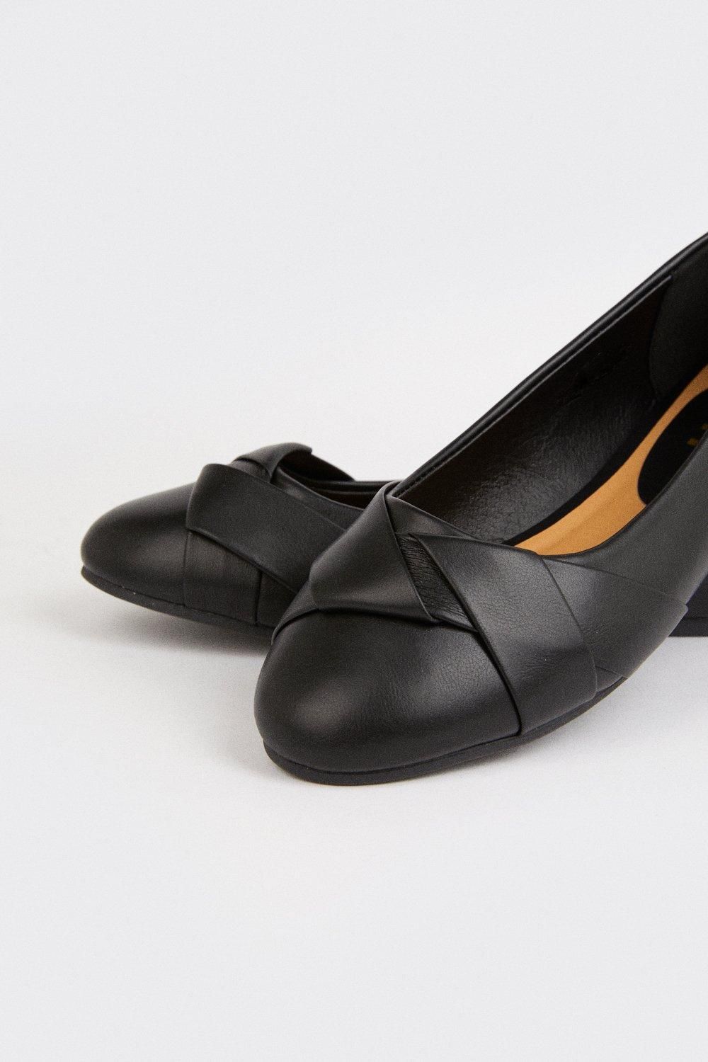 Dorothy Perkins Wide Fit Paige Wrap Detail Ballet Pumps Black image 4