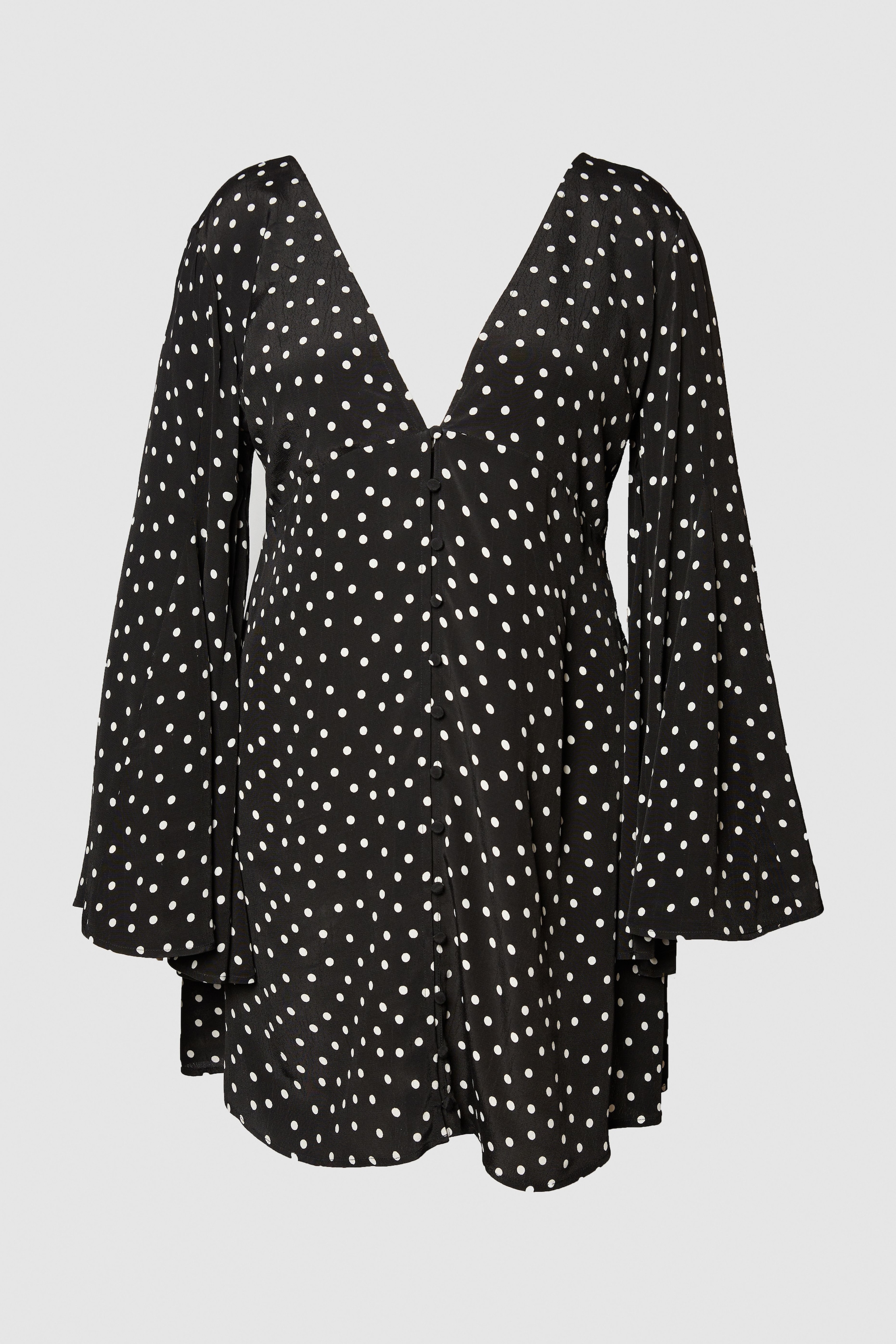NastyGal Plus Polka Dot Button Down Extreme Flared Sleeve Mini Dress Mono image 1