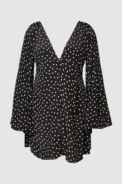 NastyGal Plus Polka Dot Button Down Extreme Flared Sleeve Mini Dress Mono