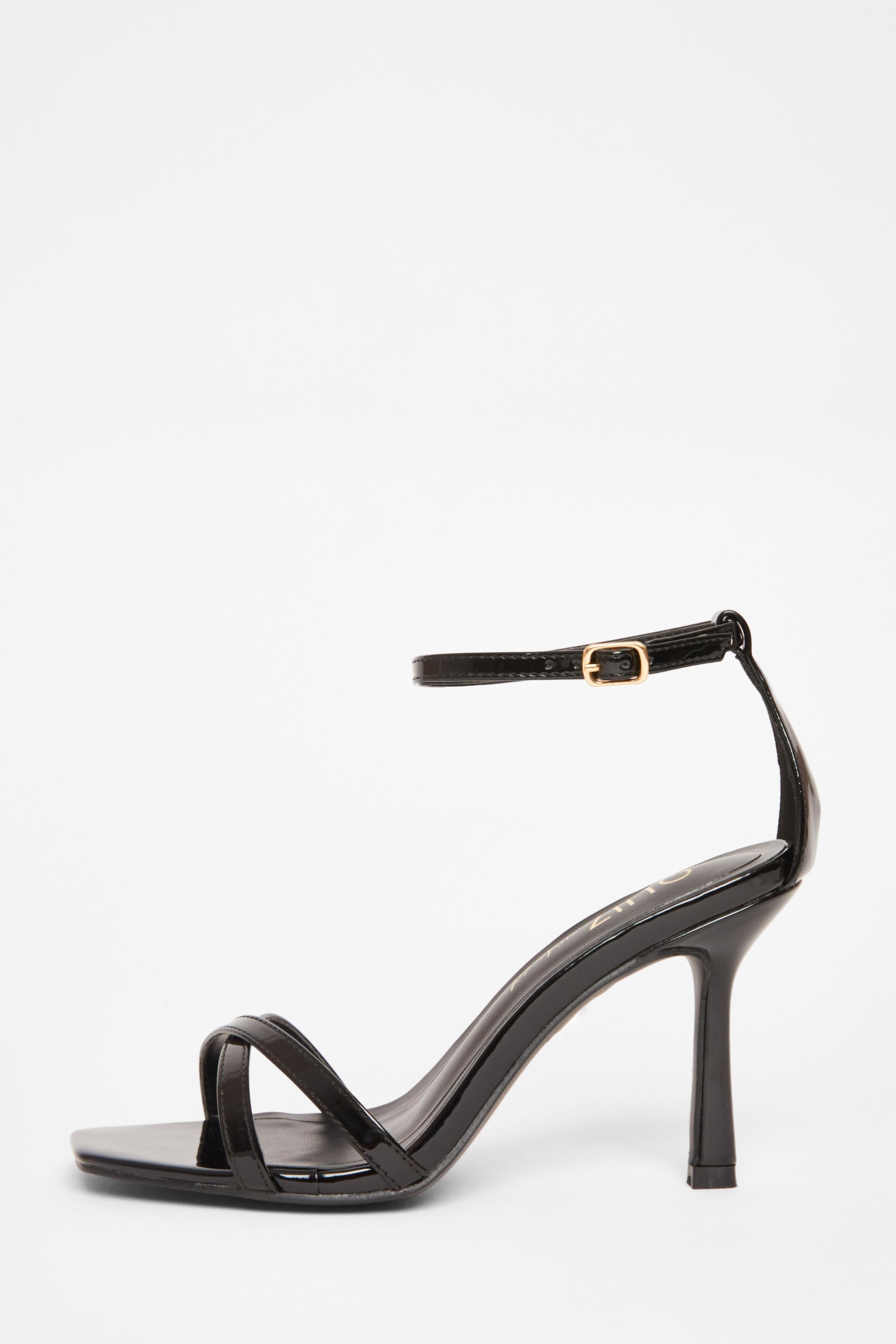 Quiz Black Wide Fit Barely There Heels image 3