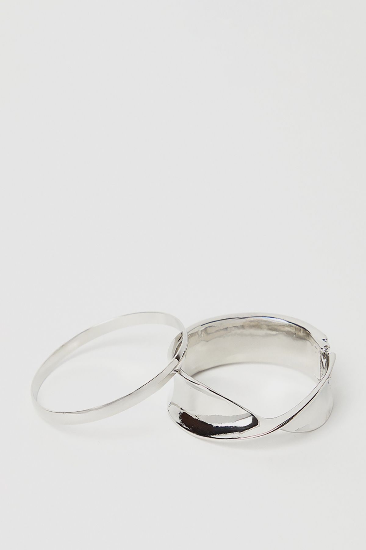 NastyGal Abstract Bracelet 2 Pack Silver image 1