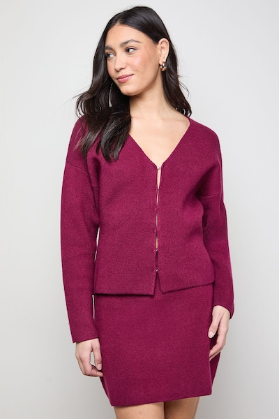 Oasis Edge to Edge Button Down Cardigan Wine
