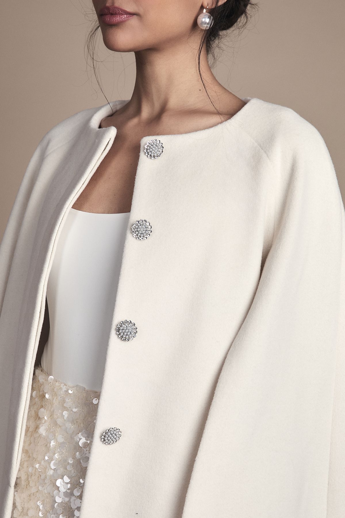 Coast White Belted Short Occasion Cape Coat White image 2