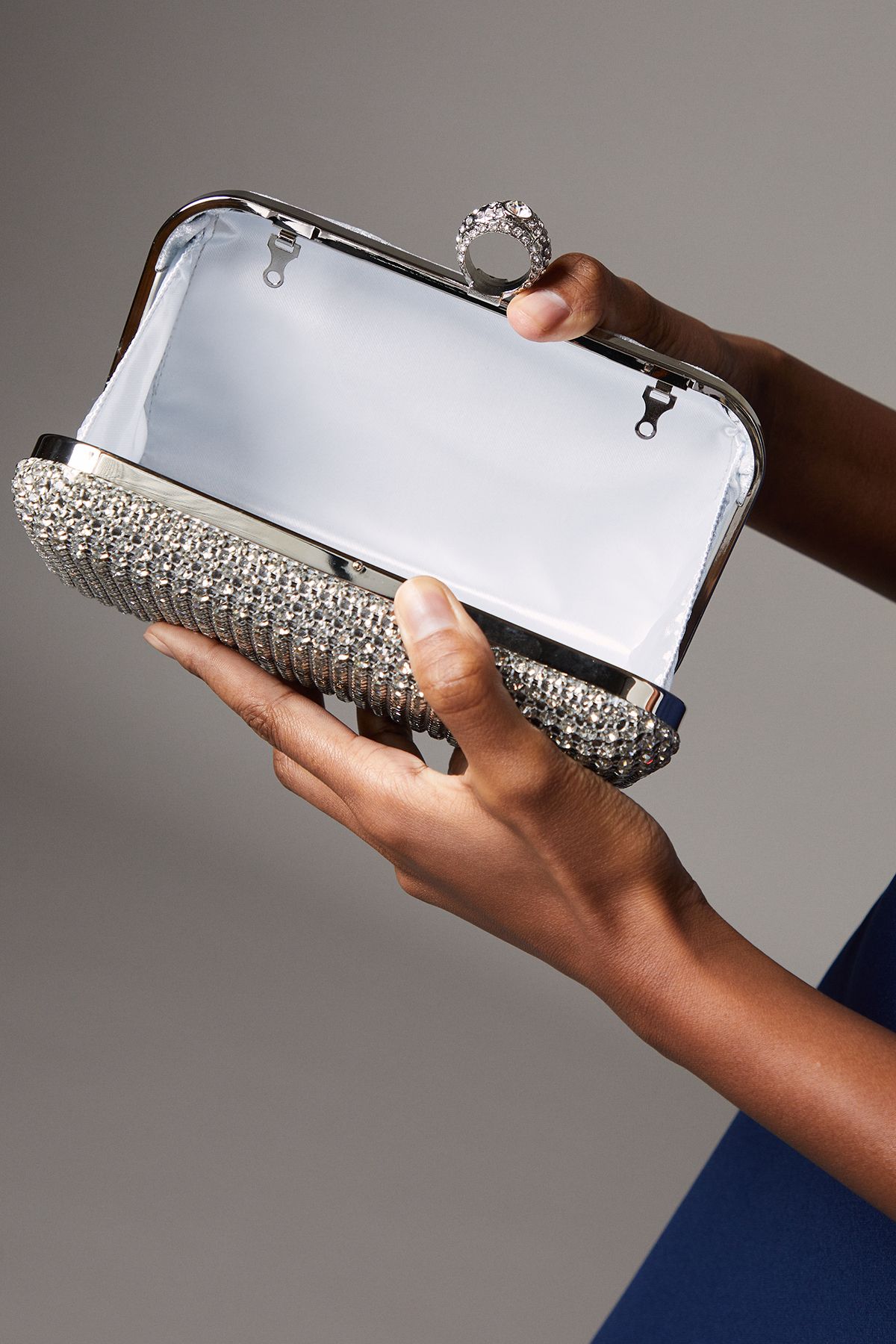 Coast Croatia Hard Diamante Clutch Bag Silver image 3
