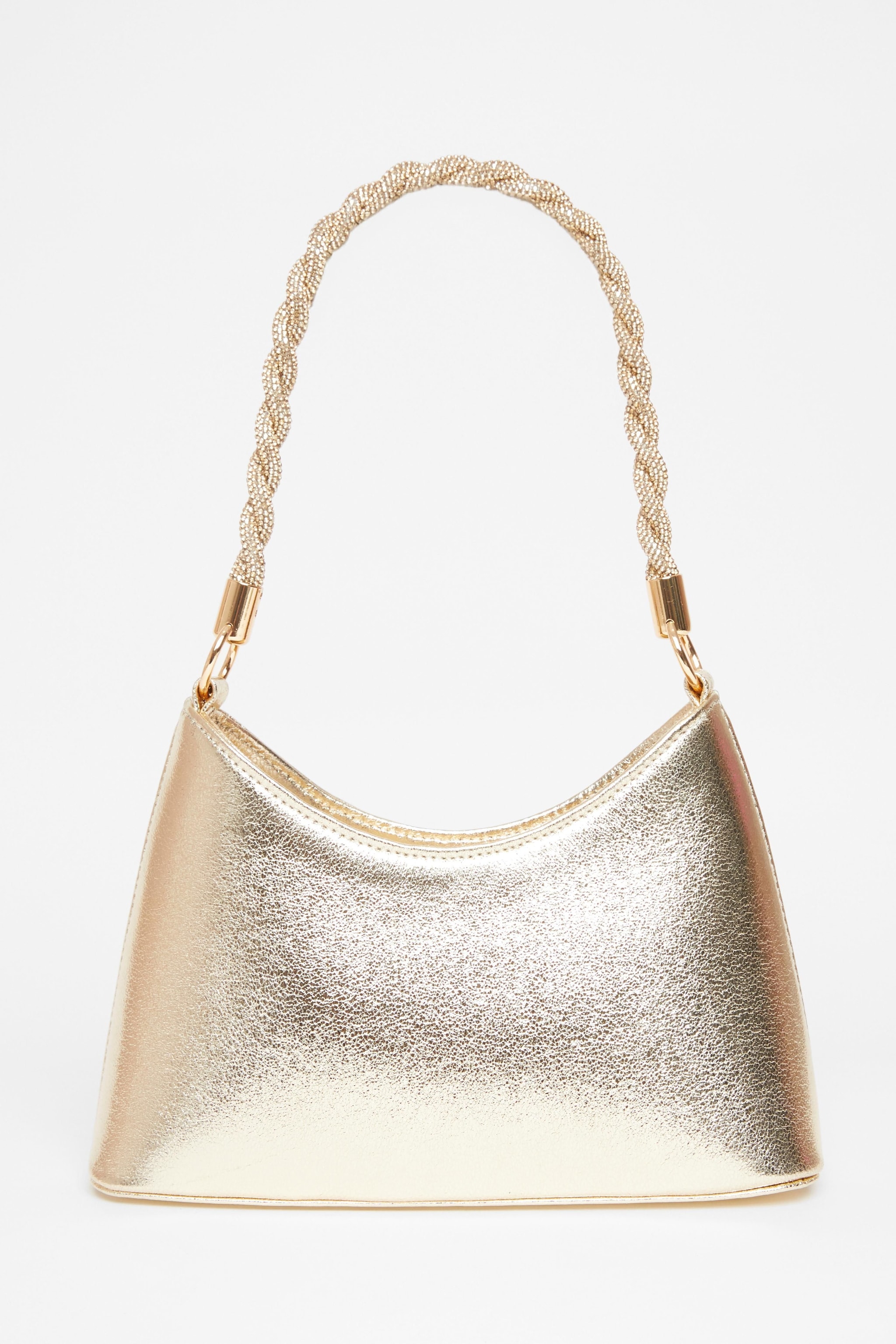 Quiz Gold Diamante Twist Handle Bag image 3