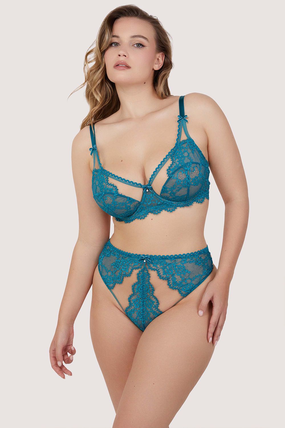 Playful Promises Phoebe Teal Eyelash Lace 'Balconette Bra' image 3