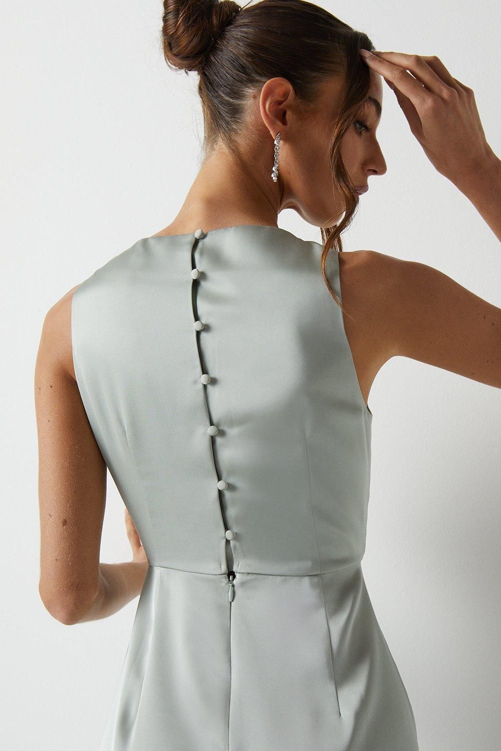 Coast Cowl Front Satin Fishtail Bridesmaid Maxi Dress Sage image 4