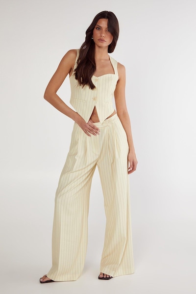 NastyGal Butter Pinstripe Tailored Pant Butter