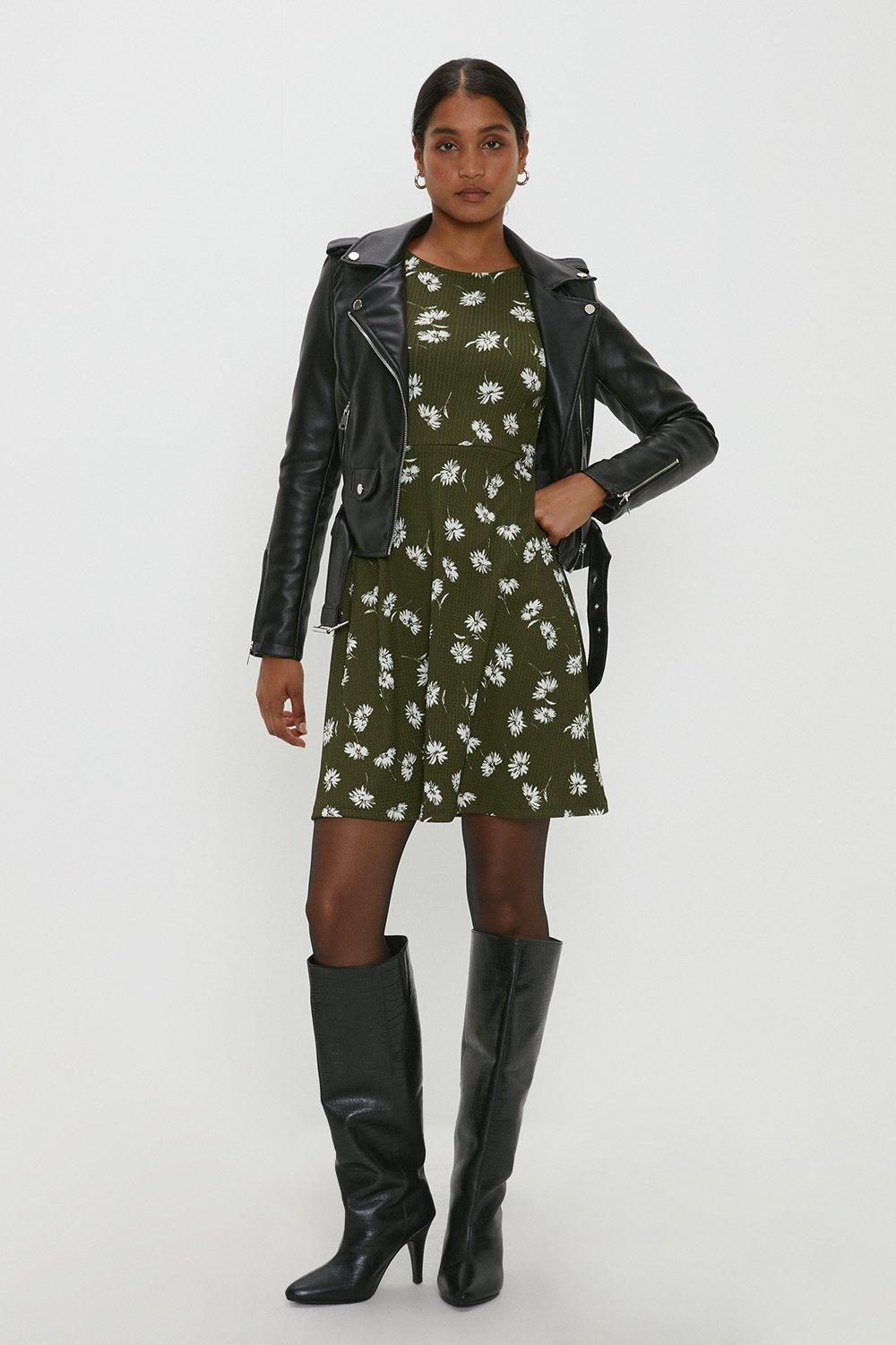 Dorothy Perkins Khaki Floral Mini Dress Khaki image 2