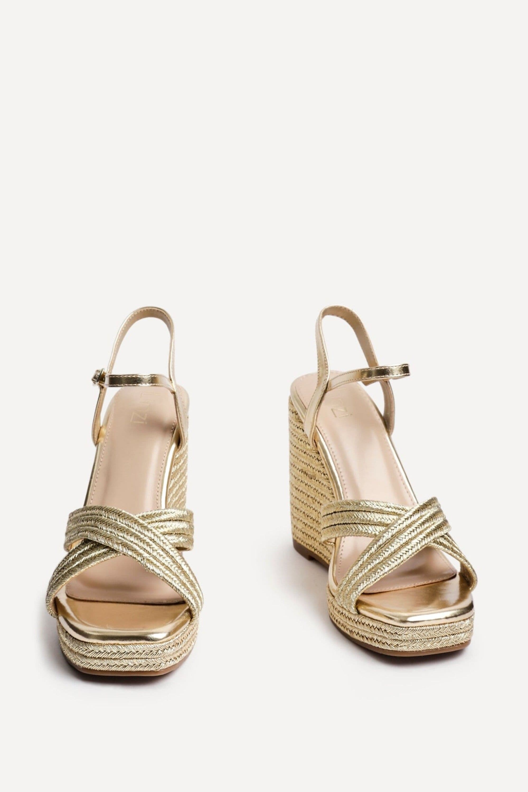 Linzi Nikki Gold Rope Crossover Platform Wedge image 3