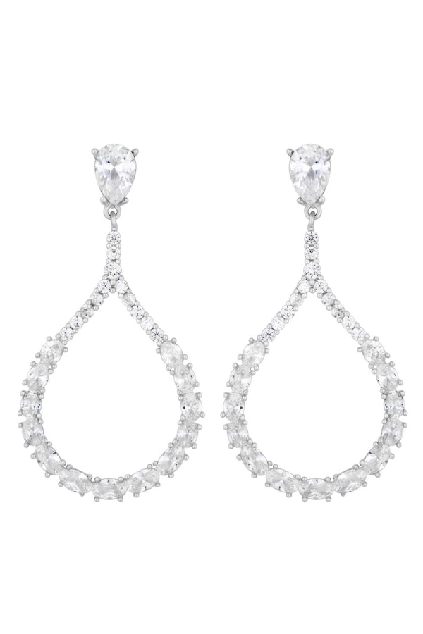 Jon Richard Rhodium Plated Cubic Zirconia Open Earrings