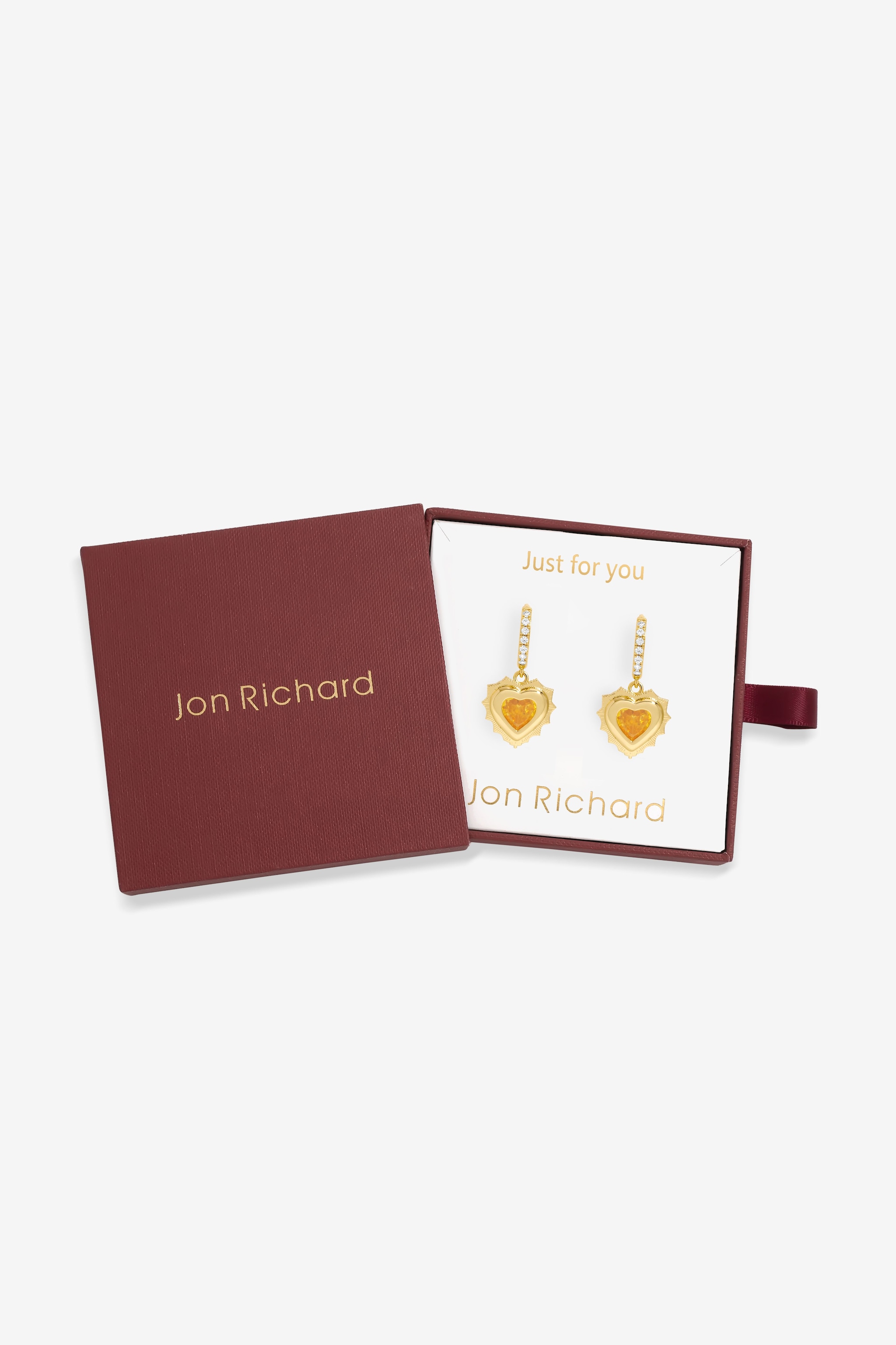 Jon Richard 14Ct Real Gold Plated Heart Birthstone Huggie Earrings - November image 1