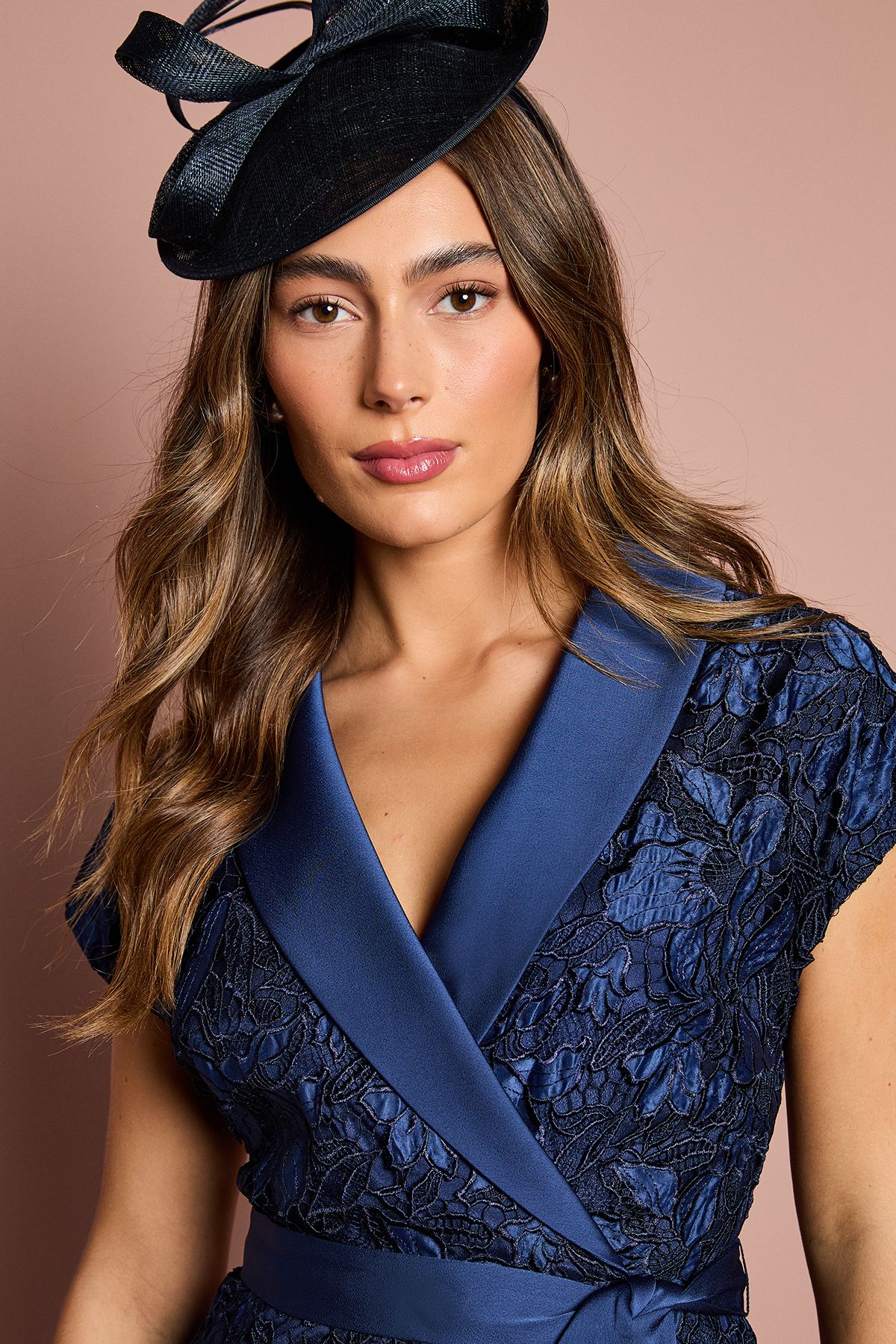 Coast Lace Wrap Top Pleat Tux Midi Dress Navy image 4