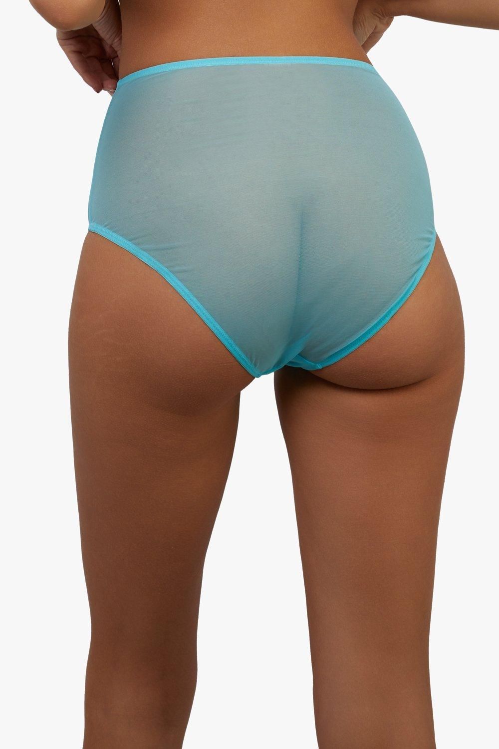 Playful Promises Cleo Contrast Stitch Mesh Retro High Waisted Brief image 3