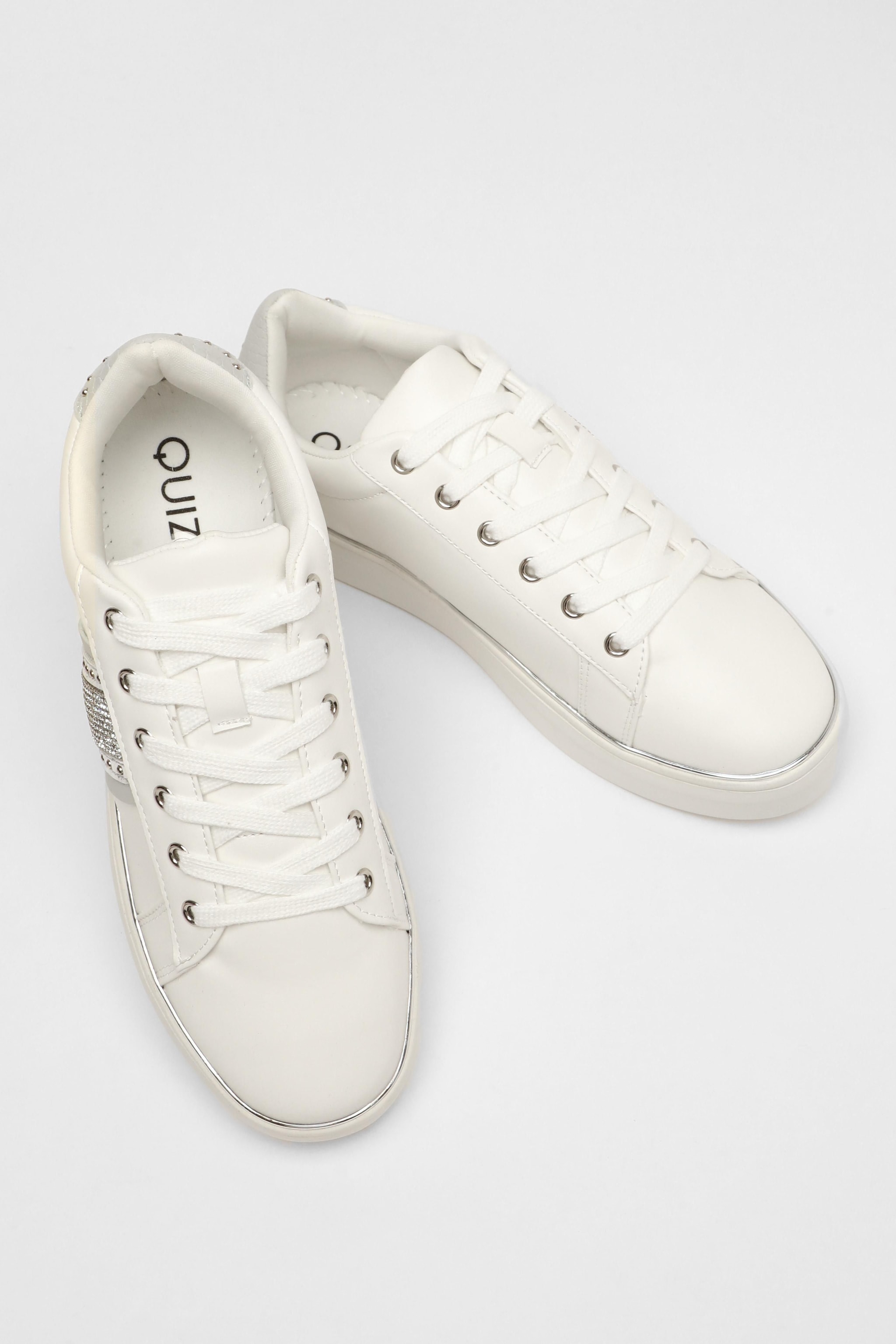 Quiz Faux Leather Trim Trainers image 3