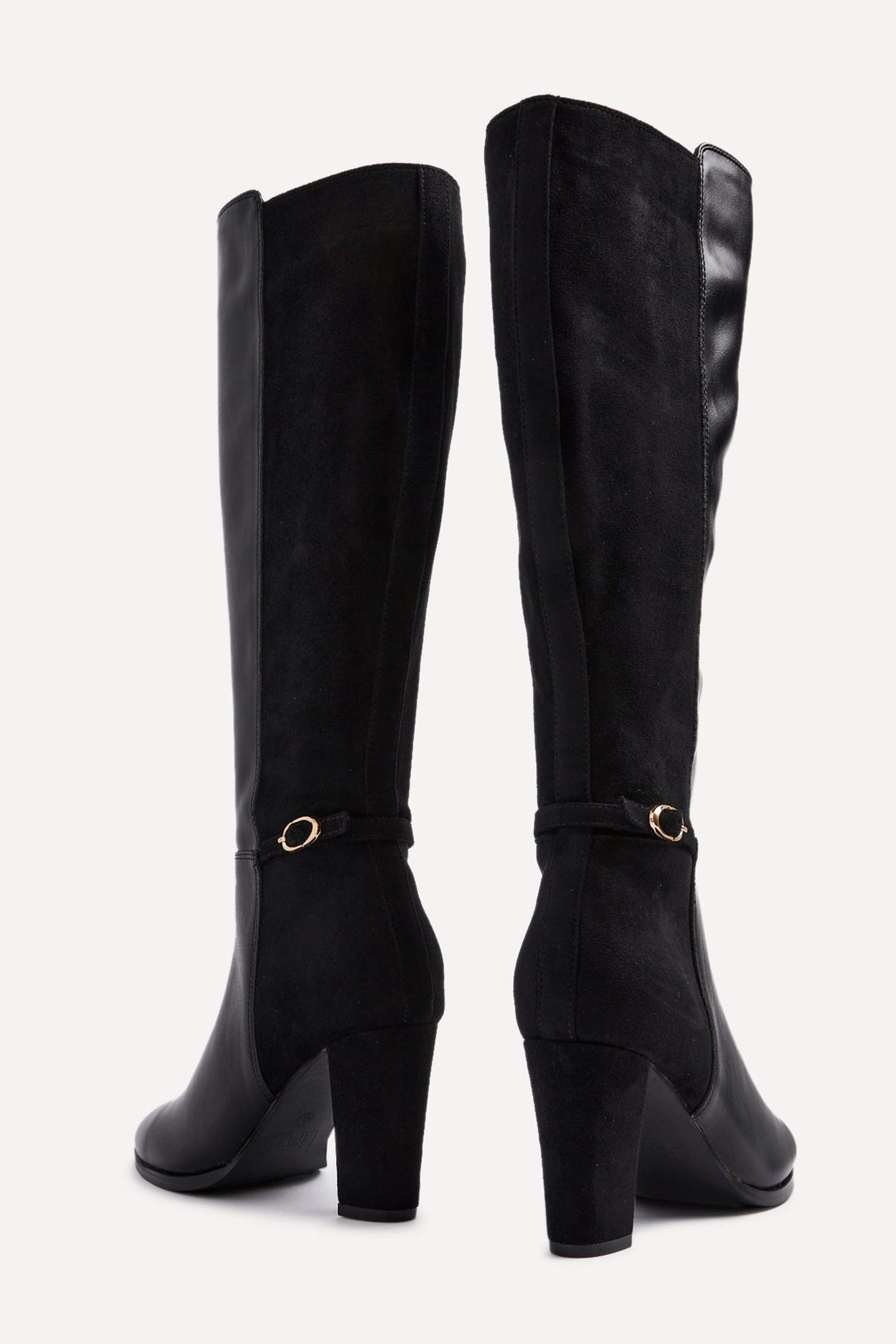 Linzi Symone Black High Leg Block Heeled Boot image 5