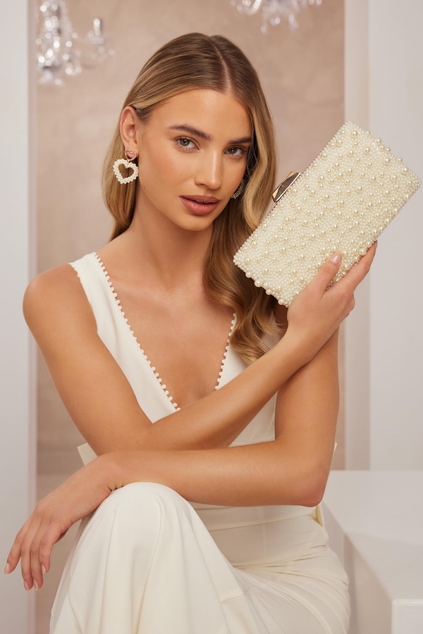 Quiz White Pearl Box Bag