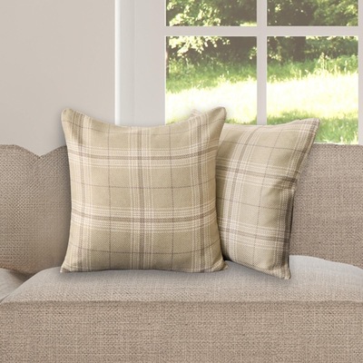 OHS 2 Pack Woven Check Cushion Covers Printed Soft