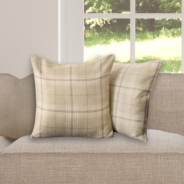 OHS 2 Pack Woven Check Cushion Covers Printed Soft